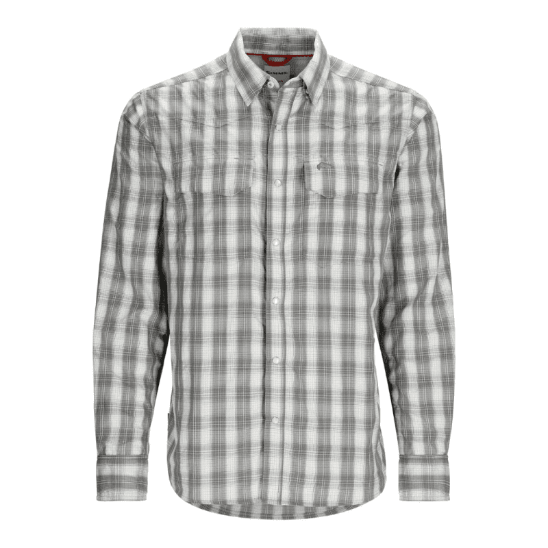 simms big sky long sleeve shirt black plaid 1